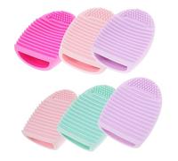 WOONEKY 6pcs Silicone Cleaning Egg Brush Makeup Brush Scrubber Beauty Cleaner Pad Mixed for Beauty Makeup Cleaning