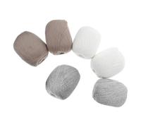 WOONEKY 6Pcs Soft Cashmere Yarn Set for Hand Knitting and Machine Weaving, Fine Thin Wool Thread in White, Light Grey, and Medium Grey for Scarves, Hats, Sweaters, Shawls, Cardigans, and