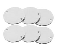 WOONEKY 6Pcs Stainless Steel Pet Id Tags Round Stamping Blanks Double Hole Dog Tag Pendants for Engraving Jewelry Crafting