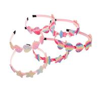 WOONEKY 6Pcs Star Shape Hair Hoops Colorful Gradient Rainbow Headbands for Party Photo Props with Sequin Glitter Decorative Design