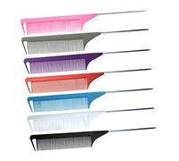 WOONEKY 6pcs Static Teasing Comb Colorful Hair Styling Parting Tool for Professional Salon Home Use Durable Rat Tail Combs for Easy Hair Coloring Styling Includes White Pink