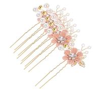 WOONEKY 6pcs U-shaped Bridal Hairpin Rhinestone Flower and Pearl Accents Elegant Wedding Hair Accessories for Brides and Special Occasions Lightweight Design for Comfortable Wear