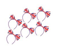 WOONEKY 6pcs Union Jack Bow Headband Uk Flag Hair Hoop for Football Fans Comfortable Soft Hair Accessories for Festival Party and Themed Events