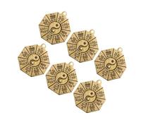 WOONEKY 6PCS Vintage Copper Eight-diagram Taoist Yin Yang Keychain Charms Hanging Adornments for Feng Shui Protection and Lucky Accessories
