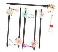WOONEKY 6pcs Vintage Hair Chopsticks Retro Flowers Elegant Chinese Wood Hair Sticks for Girls for Weddings Parties and Everyday Hairstyles