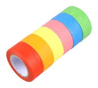 WOONEKY 6pcs Washi Tape Multicolor Adhesive Paper Tape for Scrapbooking Crafting DIY Labeling Organizing Removable Colorful Masking for Office Use Pink Red Orange Yellow Blue Green