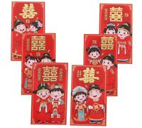 WOONEKY 6pcs Wedding Red Envelopes with Traditional Chinese Motifs Elegant Money Pockets for Cash Large Capacity for Weddings and Festive Celebrations