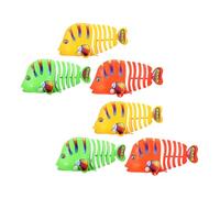 WOONEKY 6pcs Wind-up Cartoon Fish for Bathtime Plastic Clockwork Swinging Animal in Mixed Colors Interactive Novelty Walking for Motor Skill Development and Pool Play
