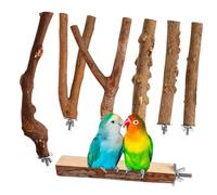 WOONEKY 7 Pcs Natural Wood Bird Perches Set Parrot Stands for Conures Easy Installation Bird Cage Accessories Sturdy Design for Relaxation and Play