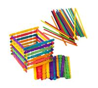WOONEKY 80Pcs Colored Wooden Craft Sticks Multi-use Popsicle Sticks for DIY Projects Natural Solid Wood Craft for Ice Cream Party Classroom and Summer Activities