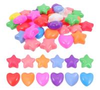 WOONEKY 80pcs Colorful Star and Heart Pit Balls for Pool Party Heart Balls Smooth Surface Safe for Indoor Playpen and Swimming Pools
