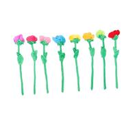 WOONEKY 8Pcs Bendable Stem Plush Rose Bouquet Soft Artificial Flower Decor for Home Weddings Events Realistic Faux Roses for Indoor Outdoor Adornment