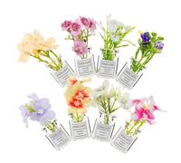 WOONEKY 8pcs Dollhouse Flower Bonsai: Miniature Dollhouse Flower In Clear Vase - Artificial Plants - Tiny Bonsai Model For Micro Landscape Decoration Mixed Style