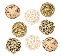 WOONEKY 8pcs Hamster Toys Willow Balls for Chewing Rabbit Molar Balls Bunny Teething Toys