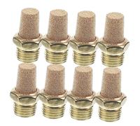 WOONEKY 8pcs Pneumatic Mufflers Compressed Pneumatic Muffler 1/4 Thread Exhaust Short Hair Copper Golden Valve Noise Exhaust Valved