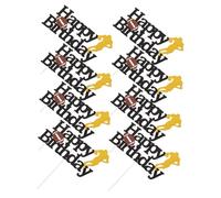 WOONEKY 8pcs Rugby and American Football Cake Topper for Birthday Parties and Showers Vibrant Sports Cake Decorations Use Happy Birthday Cupcake Picks