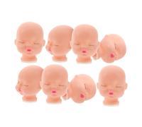 WOONEKY 8pcs Soft Vinyl Doll Heads for DIY Keychain Craft Making Repainting Practice Makeup Doll Accessories for Handmade Sleep Companion and Home Decor