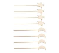 WOONEKY 8pcs Wooden Fairy Wands for DIY Craft with Star and Moon Designs Magical for Develop Creativity and Imagination for Halloween and Birthday Presents