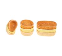WOONEKY 9pcs Miniature Dollhouse Wicker Baskets Set for DIY Decor Small Round Picnic Baskets Accessories for Dollhouse Kitchen and Scene Models