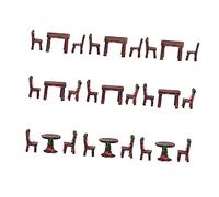 WOONEKY 9PCS Miniature Furniture Country Style Mini Round and Square Table Chairs for Dollhouse Decor Vintage Landscape Model Accessories Gift