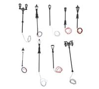 WOONEKY 9pcs Miniature Vintage Street Lamp Model for Dollhouse and Fairy Garden Functional Tiny Lights for Micro Landscape Pathways Realistic Small-scale Decorative Lighting Accessories