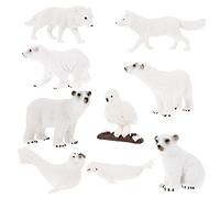 WOONEKY 9Pcs Realistic Arctic Animal Figures Lovely Polar Creature Ornaments for DIY Decoration Sea Animals for Table and Window Display