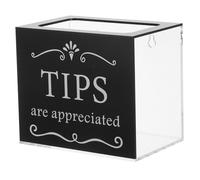 WOONEKY Acrylic Donation Box with Lock and Sign Holder Clear Lockable Suggestion Box for Money and Paper Slips Scratch-resistant Raffle Container for Bars Cafes Restaurants