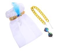 WOONEKY Adjustable Arabian Pet Headdress for Small Dogs and Cats Lightweight Dubai Style Dog Robe with Headwrap and Necklace Breathable Middle Eastern Costume for Halloween Christmas and