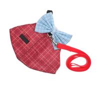 WOONEKY Adjustable Rabbit Harness Leash Set Gentleman Style Bunny Vest for Small Pets Outdoor Walking Safety and Comfortable Fit Red Plaid