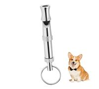 WOONEKY Adjustable Ultrasonic Dog Whistle Trainer for Pet Training Portable Silver Nickel Plated Brass Whistle with Audible Light Sound and Key Ring Loop Dog Trainer Tool
