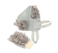 WOONEKY Back Scrubber and Exfoliating Bath Gloves 2pcs Set, Long Grey Shower Towel with Deep Cleaning Glove for Dead Skin Removal and Body Scrub in Shower Spa