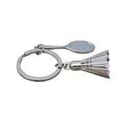 WOONEKY Badminton Pendant Keyring Creative Metal Keychain with Shuttlecock and Racket Design Silver Sports Keyring for Handbag Phone for Badminton Enthusiasts