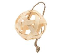 WOONEKY Bamboo Rabbit Feeder Ball Hanging Chewing Toy for Hamsters and Rabbits Molar Teeth Grinding and Stress Relief Natural Grass Dispenser Ball for Small Pets