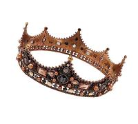 WOONEKY Baroque Queen Crown Vintage Bridal Crown and Tiara Alloy Rhinestone Pearl Headdress Headband for Wedding Party Halloween Women
