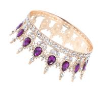 WOONEKY Baroque Style Golden Tiara with Purple Drop Rhinestones Stunning Crown for Brides and Women for Weddings Proms Birthdays and Special Occasions Durable Design with Sparkling