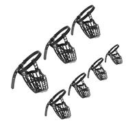 WOONEKY Basket Dog Muzzle Anti-bite Dog Mouth Cover 1 Set of 7Pcs with Adjustable PU Leather Strap Breathable Basket Design Allows Drinking 7 Sizes Black