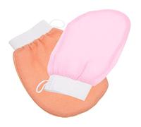 WOONEKY Bath Gloves Exfoliating Function 2 Pack Shower Mittens for Legs Chest Arms Pink Orange