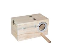 WOONEKY Bird Nesting Box with Clear View Window Medium Wooden Organizer for Parrots Left Right Opening for Songbirds Durable Bird House and Education