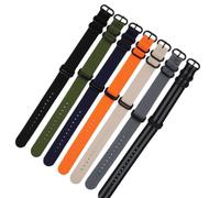 WOONEKY Black Nylon Watch Band with Five Ring Buckle, 22mm Strap | Thickened Canvas Style, Ergonomic Shape, Adjustable Fit, Replacement Use, Simple Design for Friends and Husband
