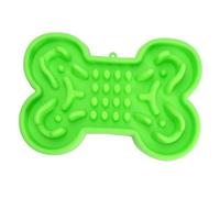 WOONEKY Bone Shaped Slow Feeder Dog Bowl Large Silicone Pet Feeding Dish Green Anti-choke Design for Dogs and Puppies
