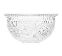 WOONEKY Bowl Storage Retro Embossed at Multi-Function Dessert Glass Decorative Food Container Serving for Fruit and Parties and Celebrations