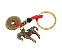 WOONEKY Brass Car Hanging Decoration Feng Shui Pendant with Five Emperor Coins Lucky Charm for Wealth and Safety Chinese Style Keychain Amulet for Prosperity and Fortune in Vehicle
