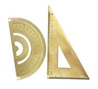 WOONEKY Brass Triangle Ruler and Measurement Protractor Precision Scale Drawing Tool for Architecture Engineering Drafting and Carpentry with Anti-reflective Surface