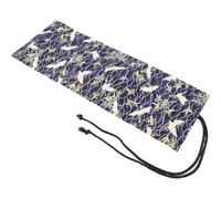 WOONEKY Canvas Roll up Pencil Case Large Capacity Pen Organizer with 48 Slots Blue Winter Bamboo Crane Design for Students Artists and Writers on The Go
