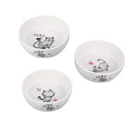 WOONEKY Cat Bowl PET Dish Ceramic Non-Skid PET Feeder Water Bowl Easy to Clean White Sturdy Ceramics