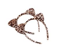WOONEKY Cat Ear Headbands with Leopard Print, 2pcs Set, Boys and Girls Costume Hairbands for Party Decoration and Photo Props, Children’s Lovely Headband Decors for Cosplay and Themed Events