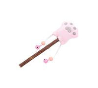 WOONEKY Cat Teaser Wand Flannelette Lollipop Cat's Paw Plush Toys Bell 4Pcs Chew Toys for Kitten Cat Teeth Molar Grey Pink