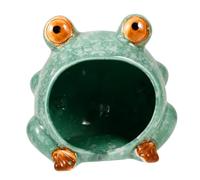 WOONEKY Ceramic Pet Nest for Guinea Pig Small Animal Hideout Decorative Frog Shape Cooling Bedding Easy Cleaning