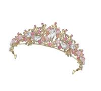 WOONEKY Charming Crown Tiara Decor Creative Headdress for Birthday Parties Easy to Wear Pink Rhinestone Design for Newborn Photography and Cosplay Events