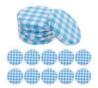 WOONEKY Checked Plaid Regular Mouth Mason Canning Jar Lids 50pcs Iron Split Type with Airtight Seal for Chili Sauce Cans Commercial Display